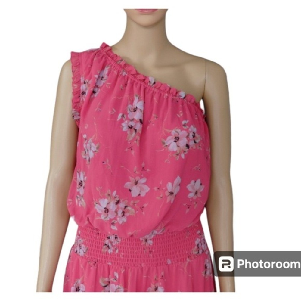 Monique‎ Lhuillier Dress Sz 4 Maxi One Shoulder Boho Floral Summer Wedding Guest - Picture 2 of 9